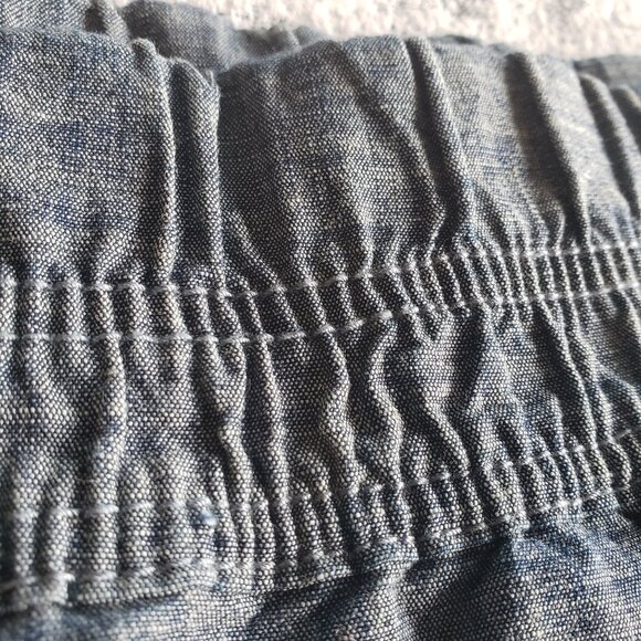 Soft Blue Linen Look Skirt w Pockets Stretchy Waistband - Picture 3 of 10